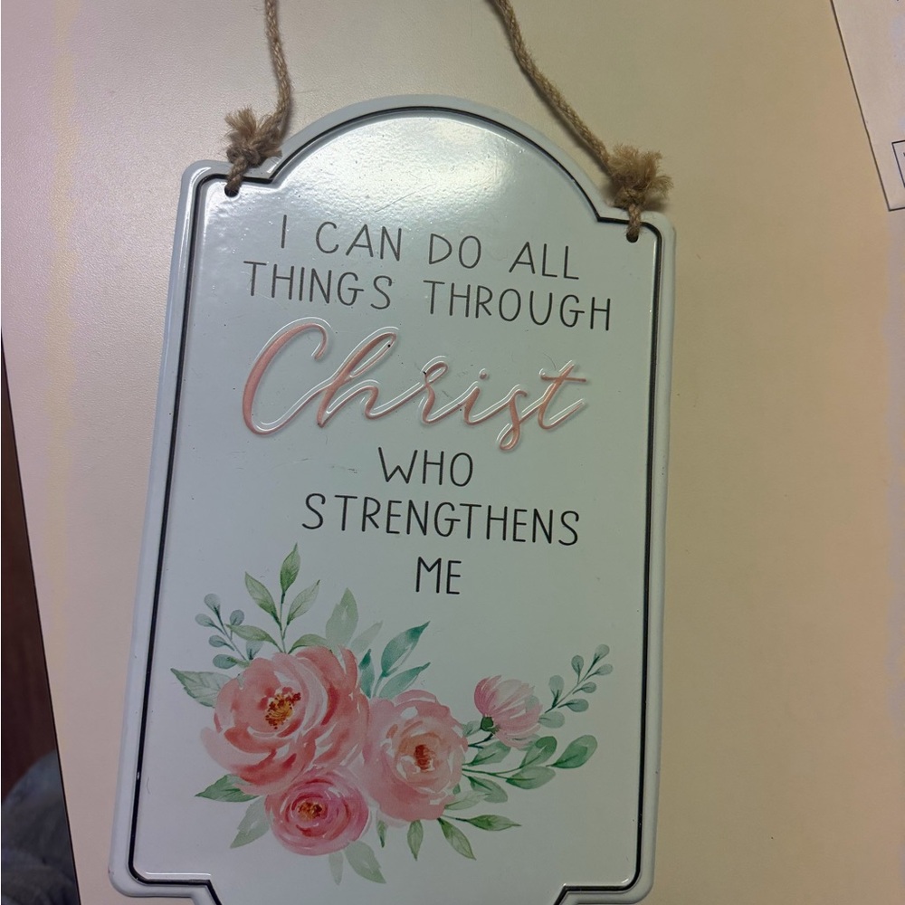 Inspirational Floral Wall Plaque - Pink and Green